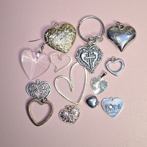Heart Charms 13pc Lot